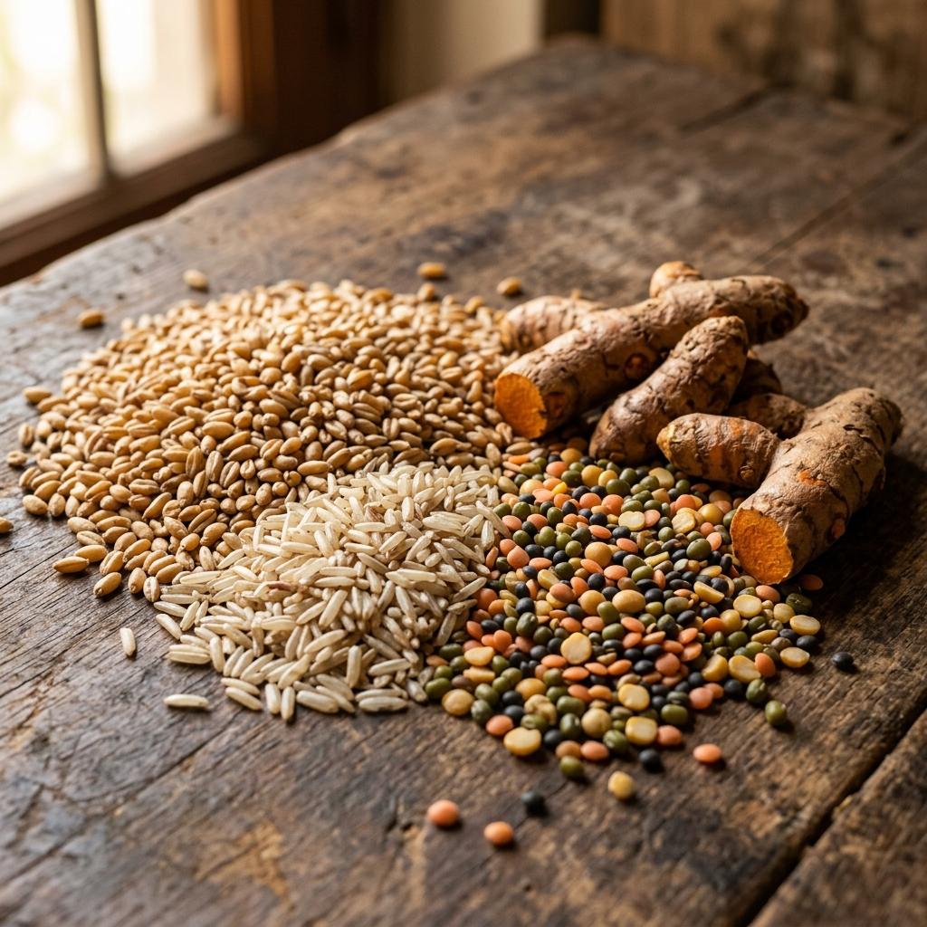Golden wheat harvest and Indian grains